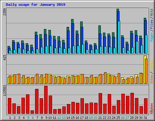 Daily usage for January 2019