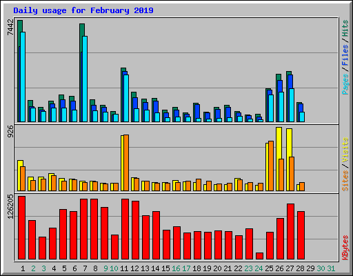 Daily usage for February 2019