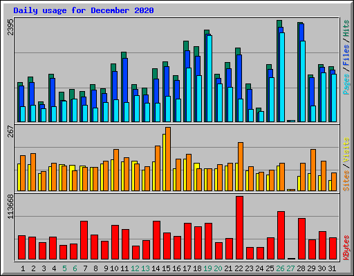Daily usage for December 2020