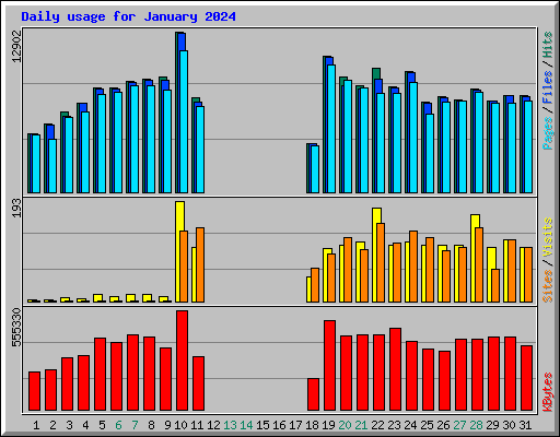 Daily usage for January 2024