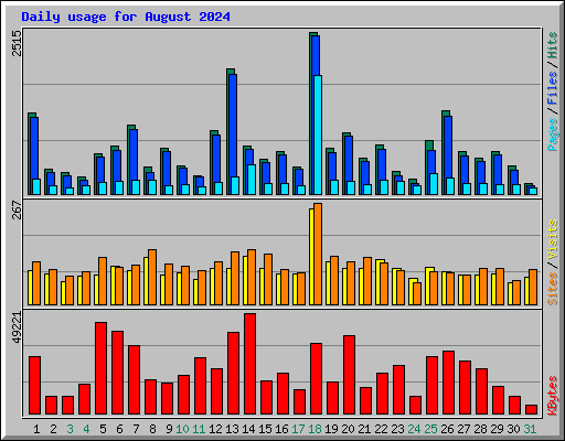 Daily usage for August 2024