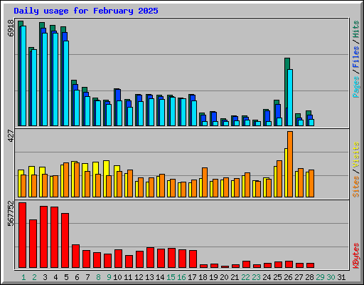 Daily usage for February 2025