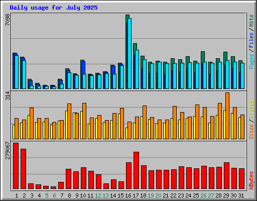 Daily usage for July 2025