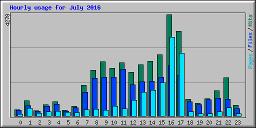 Hourly usage for July 2016