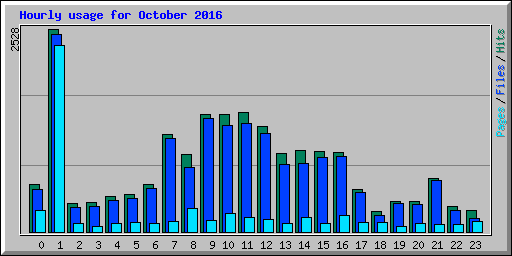 Hourly usage for October 2016